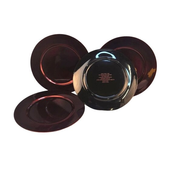 Decorative Dark Red Burgundy Plastic Charger Plates 14 inch Set Of 4 - Picture 5 of 8